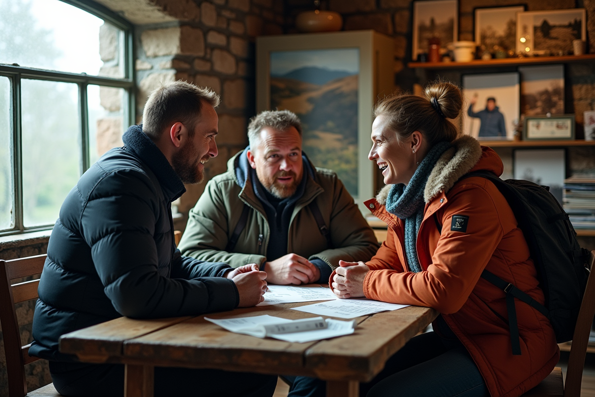 Groupe de voyageurs dans la salle commune du hostel
