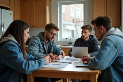 Groupe d'étudiants en cuisine partageant des notes et reçus