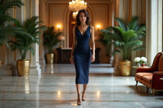 Femme élégante dans un hôtel de luxe français