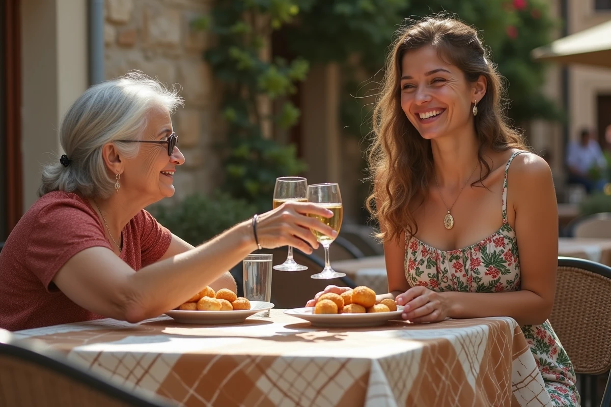 Jeune femme dégustant un arancini en terrasse à Palerme