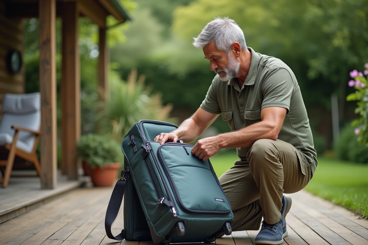 Homme vérifiant les zippers d